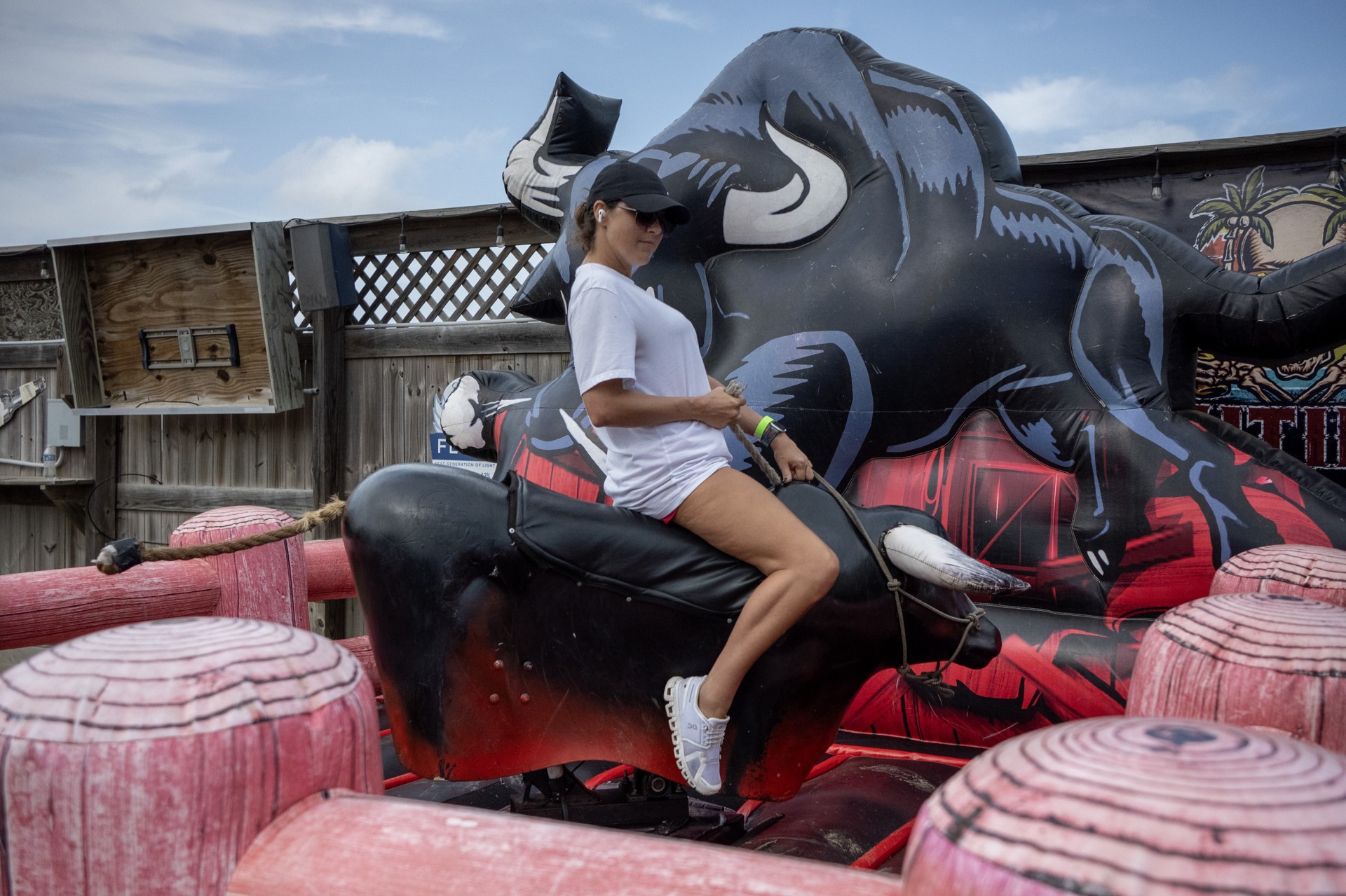 Mechanical bull riding at NautiFest 2026