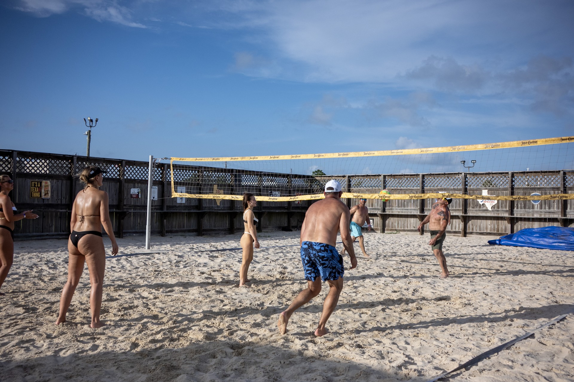 Volleyball on the waterfront sand court